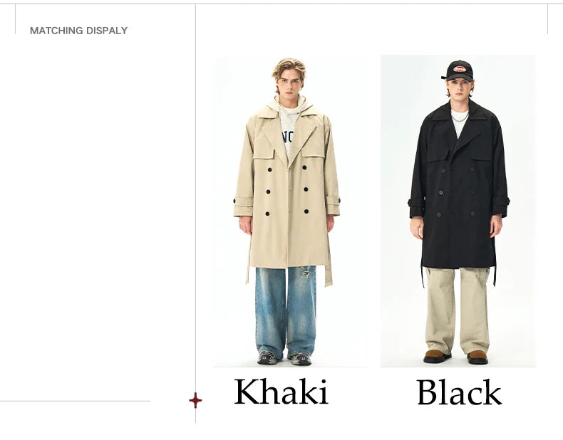 Chaquetas de hombre, abrigos de primavera para hombre, gabardinas, abrigos tipo streetwear, cortavientos, abrigos largos holgados de estilo business casual.