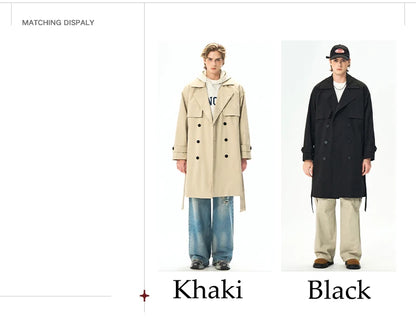 Chaquetas de hombre, abrigos de primavera para hombre, gabardinas, abrigos tipo streetwear, cortavientos, abrigos largos holgados de estilo business casual.