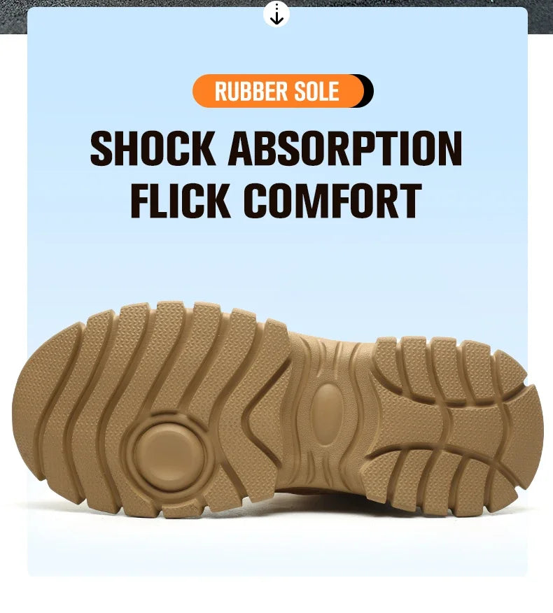 Bota de seguridad para hombre y mujer, resistente a impactos y pinchazos, con suela de goma ligera, forro interior cómodo y protección antisalpicaduras.