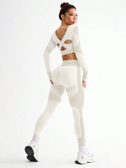 2 piezas, superventas, nuevo, deportivo, ajustado, para correr, transpirable, sin costuras, traje de yoga para mujer, traje de fitness al aire libre para mujer.