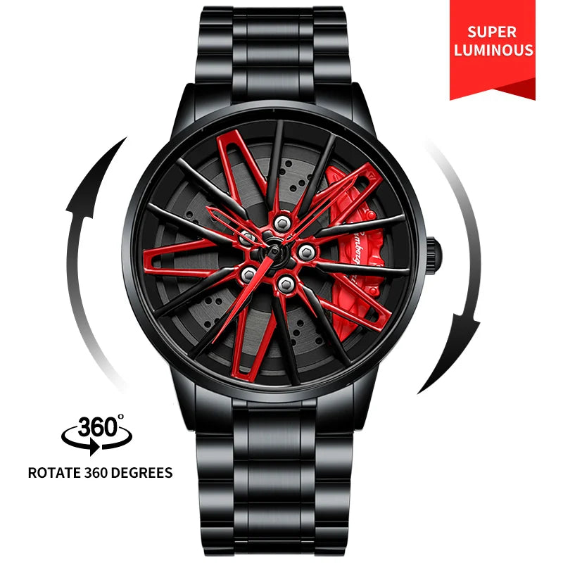 Reloj de cuarzo con esfera giratoria caleidoscopio Sharingan, esfera de anime japonés 3D, reloj de marca superior de lujo, resistente al agua, reloj de moda para hombre.