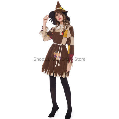 Halloween The Wizard of Oz Scarecrow Parent-Child Costume Carnival Party Performance Circus Clown Dress Womens Cosplay Costume