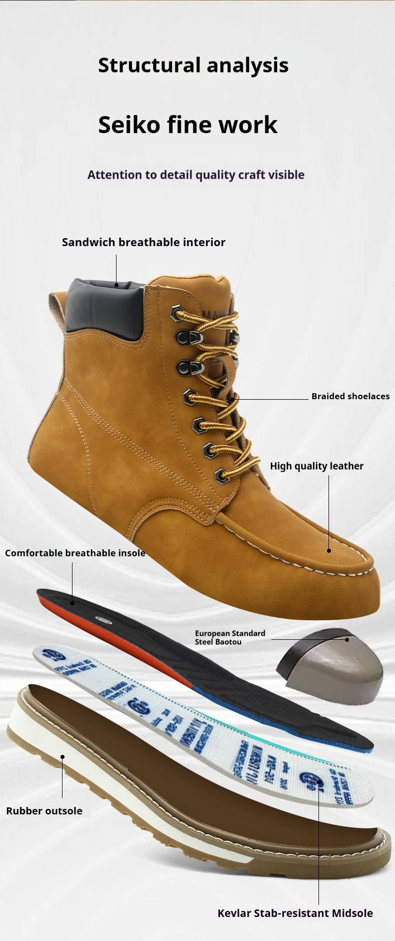Calzado de seguridad para hombre, resistente a impactos, perforaciones y desgaste. Botas de trabajo antideslizantes de caña alta, ideales para exteriores, fábricas y trabajos de protección.