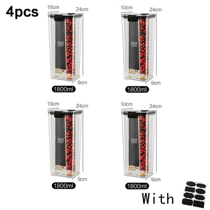 Juego de contenedores de alimentos para mascotas, caja de almacenamiento de 460-1800 ml, transparente, apilable, para cocina, seco, para espaguetis y fideos, recipientes sellados.