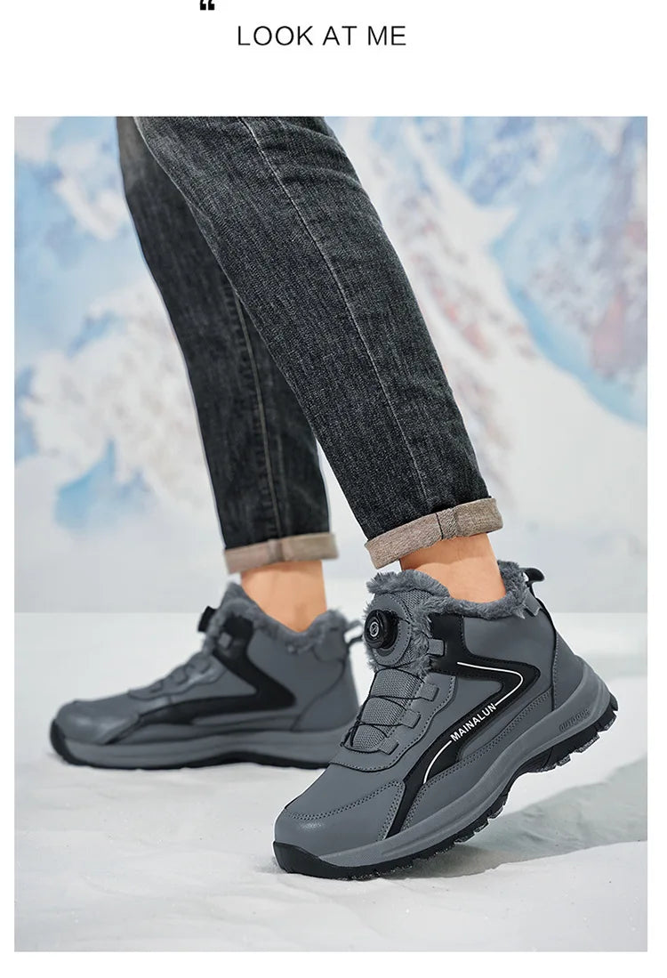 Botas de nieve para hombre, botas de senderismo cálidas y cómodas para invierno, zapatillas deportivas para hombre para exteriores, calzado deportivo impermeable, calzado de senderismo resistente al desgaste