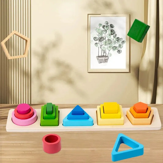 Juguetes de madera Montessori para niños, juguetes apilables de madera para clasificar y clasificar, juguetes educativos para bebés y niños pequeños, clasificador de formas y colores, regalos para niños en edad preescolar.