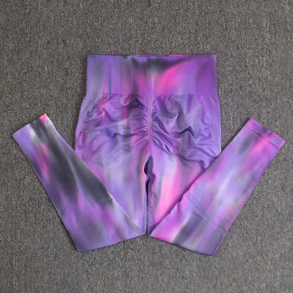 Pantalones de yoga para mujer con estampado tie-dye Cloud Rise, leggings deportivos sexys para gimnasio, mallas sin costuras, pantalones de cintura alta para entrenar.