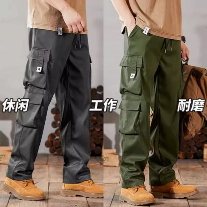 Pantalones de trabajo para hombre de talla grande, modelo 2024, conjunto casual resistente y duradero para la construcción, ideales para el verano. Con puños ajustables.