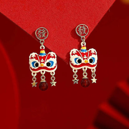 Pendientes colgantes de Año Nuevo chino, accesorios de joyería para las fiestas.