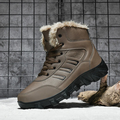 Botas de invierno para hombre, zapatillas cálidas, impermeables, antideslizantes, de felpa, de cuero, talla grande 48, novedad de 2024