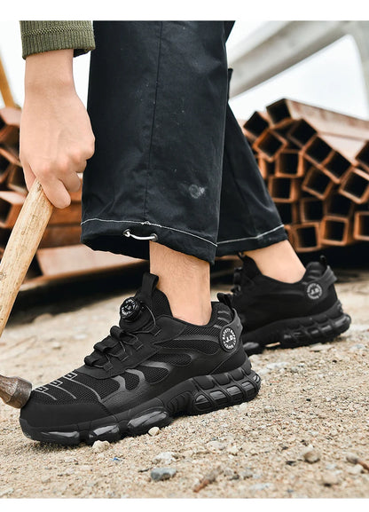 Zapatos de seguridad con puntera de acero LARNMERN para hombre y mujer, anchos, ligeros, cómodos, tipo tenis, de trabajo, coloridos.