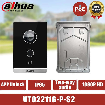 Videoportero IP Dahua VTO2211G-P-S2 PoE para villas, con audio bidireccional, P2P, micrófono integrado, desbloqueo por tarjeta IC y aplicación móvil.