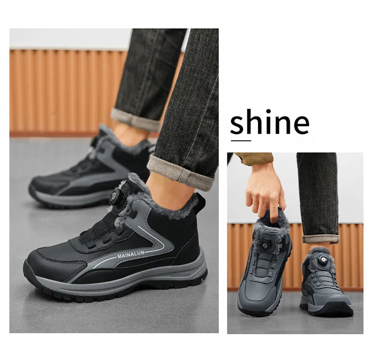 Botas de nieve para hombre, botas de senderismo cálidas y cómodas para invierno, zapatillas deportivas para hombre para exteriores, calzado deportivo impermeable, calzado de senderismo resistente al desgaste