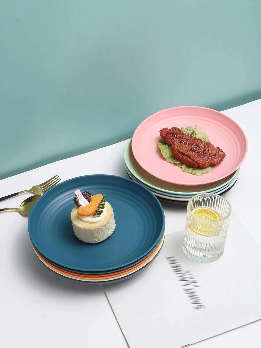 Juego de cubiertos de plástico reutilizables de 4/16/32 piezas, plato de cena/plato de postre/tazón de cereal/taza, para el hogar, fiesta de cumpleaños