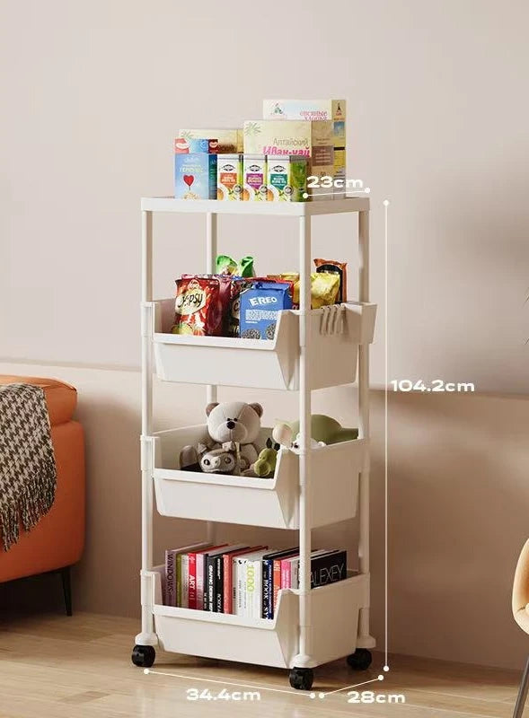 Estantería de libros multicapa con ruedas 2025, para cocina, con ranuras estrechas, para baño, sala de estar, organizador de espacios pequeños
