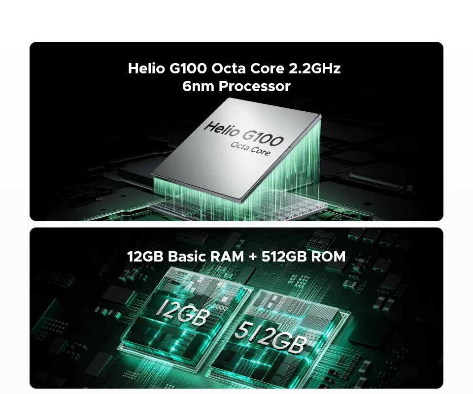 Teléfono resistente DOOGEE S Cyber ​​Pro, 12 GB de RAM, 512 GB de almacenamiento, procesador Helio G100, pantalla IPS FHD+ de 6,6" y 120 Hz, batería de gran capacidad de 10800 mAh, carga de 33 W y NFC.