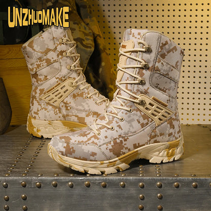 Botas tácticas de camuflaje para hombre, impermeables, para trabajo, seguridad, montañismo, botines, botas para exteriores.
