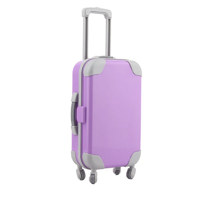 Accesorios para muñecas de color morado: equipaje, suéter, pijama, esterilla de yoga, zapatos, cámara y perchas para muñecas recién nacidas y americanas de 43 cm.