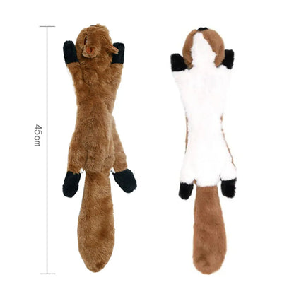 Divertido juguete de imitación de animal sin relleno para perros con chirriadores, duradero, de peluche sin relleno, con sonido chirriante, para masticar y arrugar.