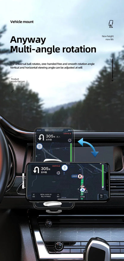 Soporte de carga inalámbrica para coche con inducción infrarroja y abrazadera para rejilla de ventilación, compatible con iPhone 16~12 Pro Max y Samsung Galaxy S25/S24. Carga rápida.