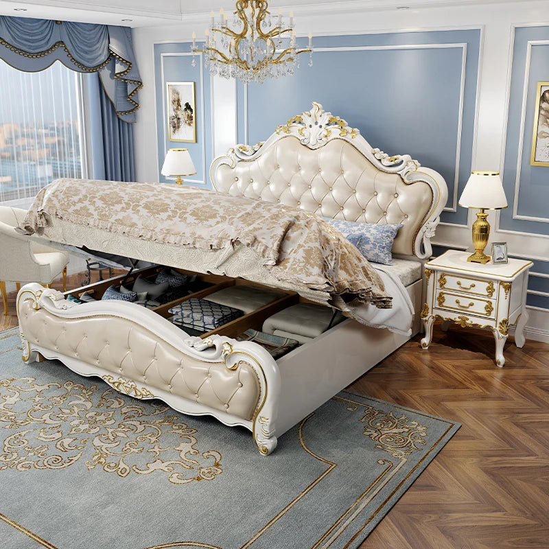 Cama doble europea de estilo minimalista, de lujo, moderna, ajustable, para matrimonio, muebles para el hogar.