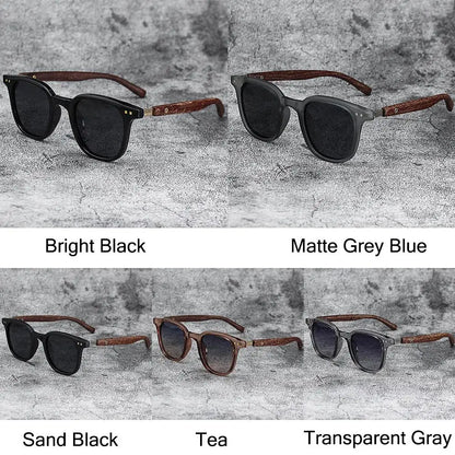 Gafas de sol modernas con vetas de madera retro para mujeres y hombres, nuevas gafas de sol con montura cuadrada, protección UV, gafas de ciclismo para exteriores y calle.