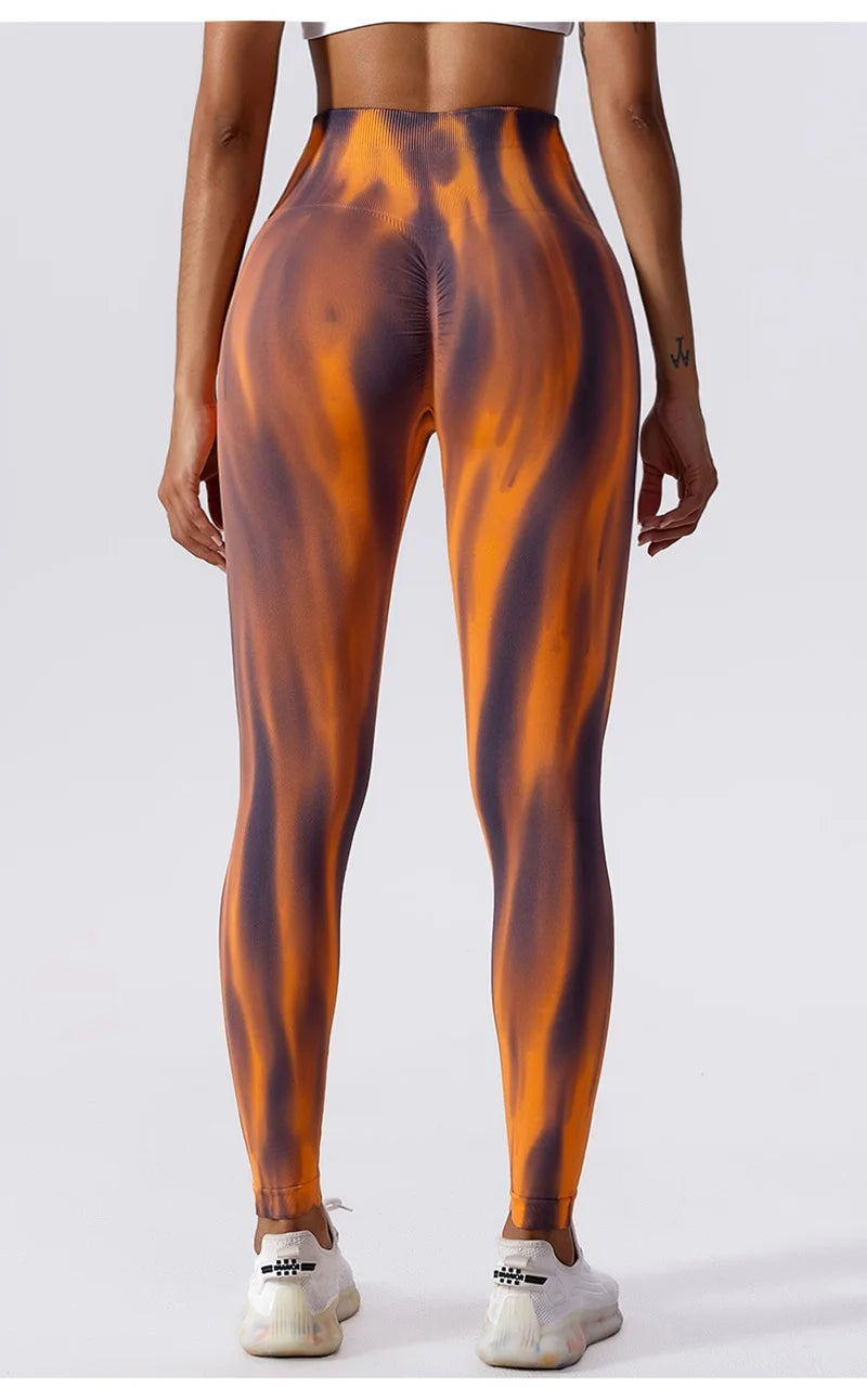 Pantalones de yoga para mujer con estampado tie-dye Cloud Rise, leggings deportivos sexys para gimnasio, mallas sin costuras, pantalones de cintura alta para entrenar.