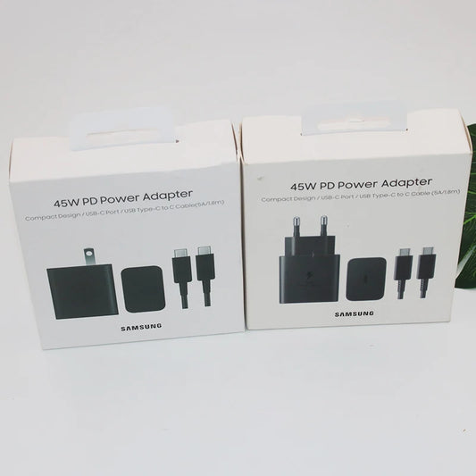 Cargador EP-T4510 original de 45 W PD PPS súper rápido GaN con adaptador EU/EE. UU./Reino Unido + cable de 1,8 m tipo C a tipo C para Samsung Z Flip 5 4 S23 S24