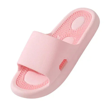Zapatillas de masaje para interiores con suela suave para terapia de pies, antideslizantes, para hombres y mujeres, sandalias de verano para uso doméstico con pegatinas de puntos de acupuntura.