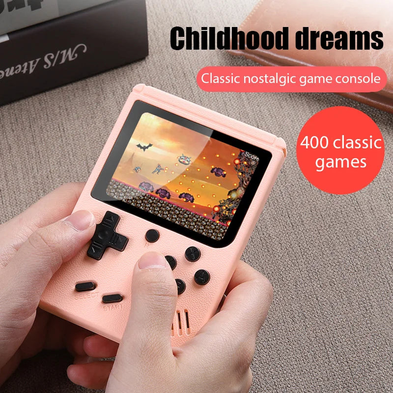 Consola de videojuegos portátil retro de 8 bits con pantalla LCD de 3,0 pulgadas y 400 juegos AV integrados, ideal como regalo para niños.