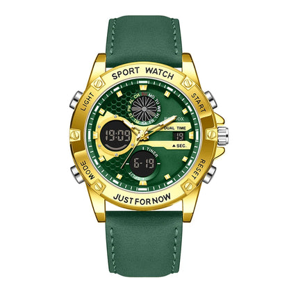 FOXBOX Relojes de lujo de moda para hombre, reloj de pulsera luminoso resistente al agua con fecha y doble horario para hombre, relojes de cuarzo para hombre, relojes masculinos