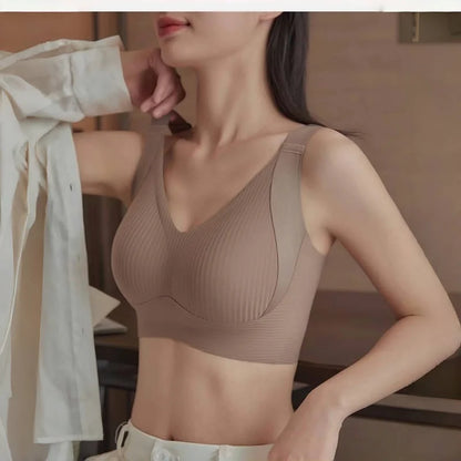 Sujetador sin costuras de talla grande: realce sin aros, antiflacidez, transpirable, con tirantes anchos, cómodo para uso diario y deportivo.
