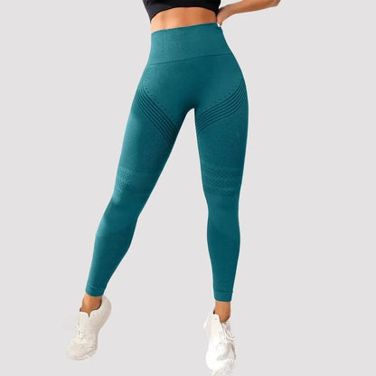 Pantalones de yoga de punto sin costuras de cintura alta para mujer, pantalones ajustados de fitness, pantalones deportivos de nueve puntos para correr, pantalones de gimnasio, realce de glúteos.