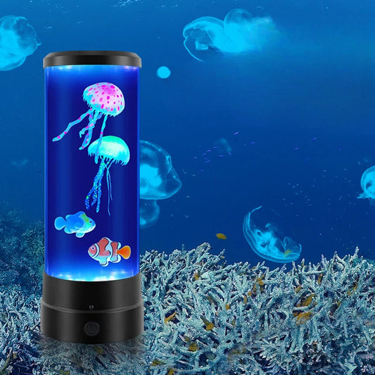 Ambiente del dormitorio Luces coloridas Medusas Pez LED Pequeña luz de noche Decoración del hogar Lámpara de escritorio portátil con control remoto