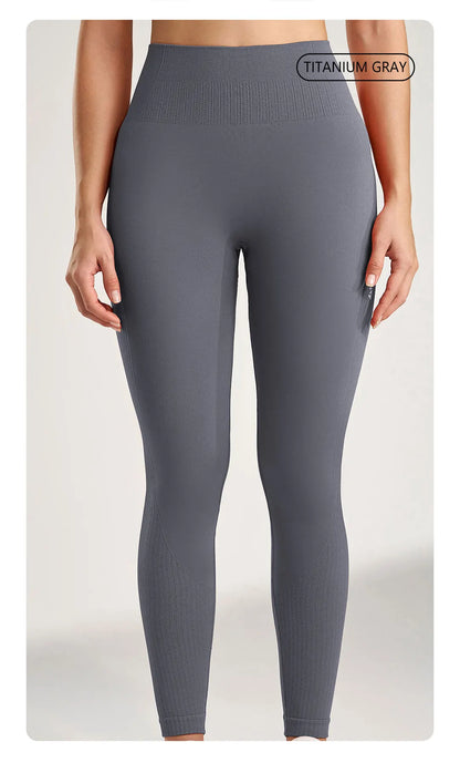 Leggings deportivas para mujer, color sólido, para gimnasio, correr, yoga, pantalones largos, cintura alta, efecto vientre plano, elásticas, pantalones de chándal, siete colores.