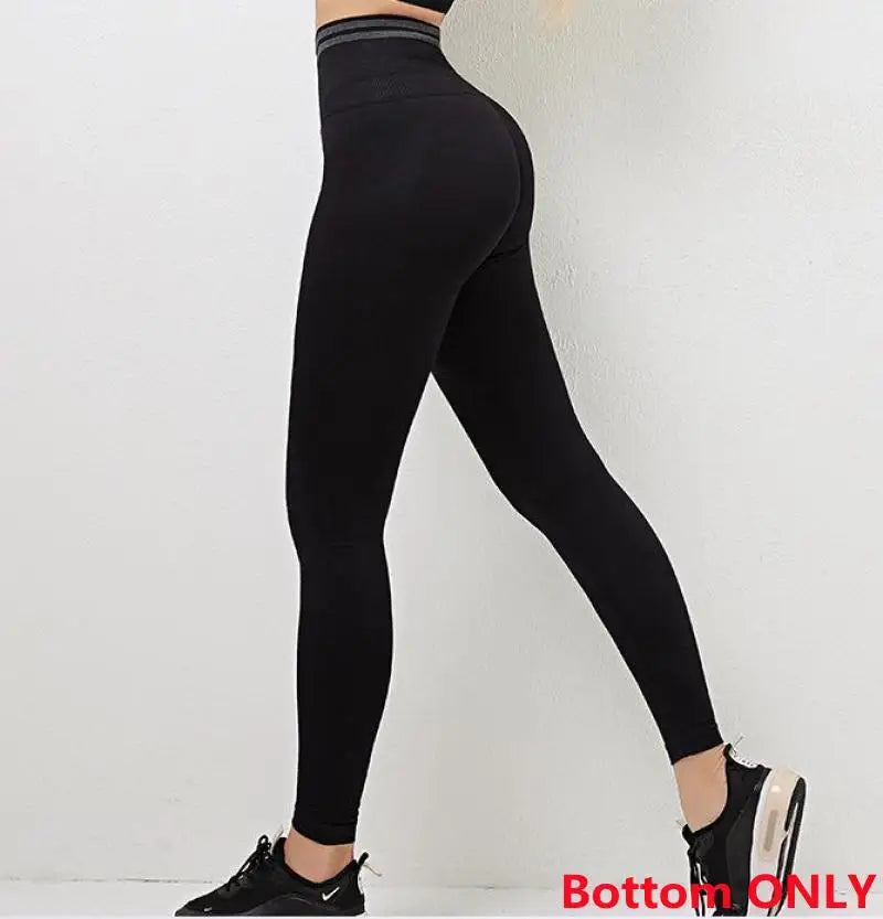Conjuntos de ropa deportiva de media pieza sin costuras para mujer, conjuntos de gimnasio de manga larga, sujetador deportivo de yoga, leggings push up y mallas deportivas.