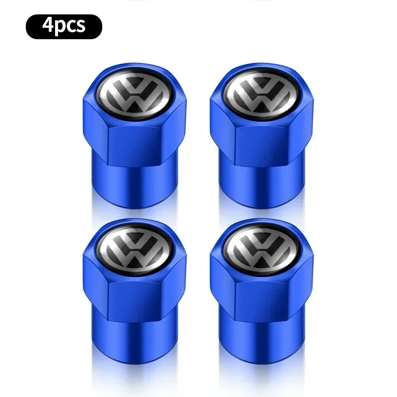 4 tapas de válvula de neumático de coche, emblema de metal, funda para VW, Volkswagen, Golf, Polo, Passat, Touran, accesorios de estilo de coche.