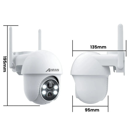 Cámara de seguridad WiFi con batería solar 1296P, rotación de 360°, detección de humanoides inalámbrica, alarma con sirena y sirena.