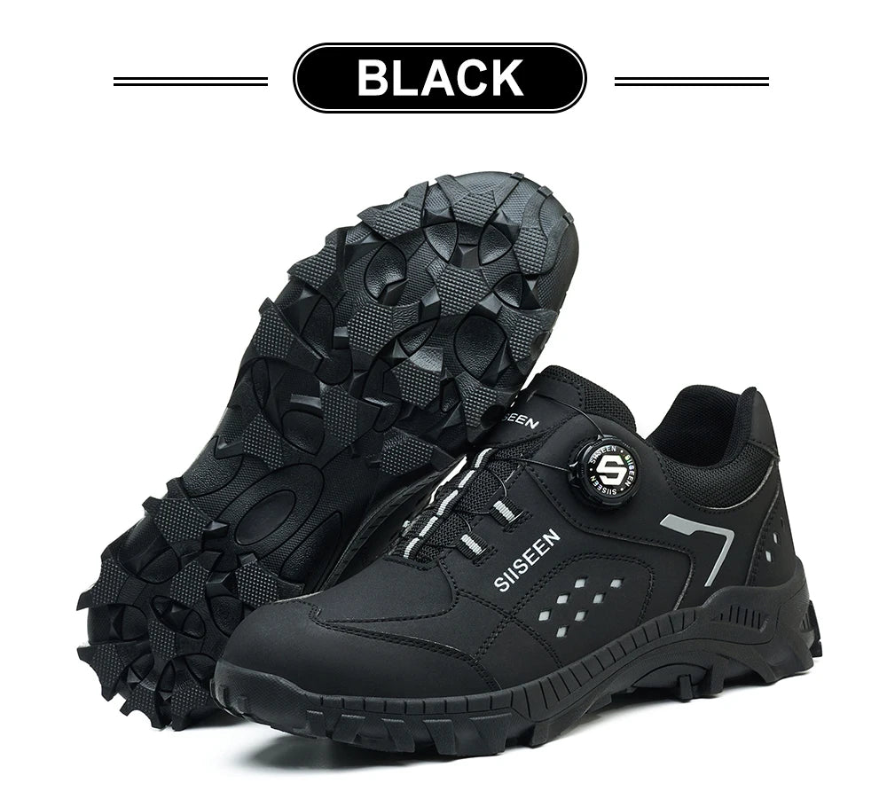 Botas de seguridad con puntera de acero para hombre - Calzado de trabajo resistente a perforaciones, antideslizante y duradero para la construcción y uso industrial en exteriores.