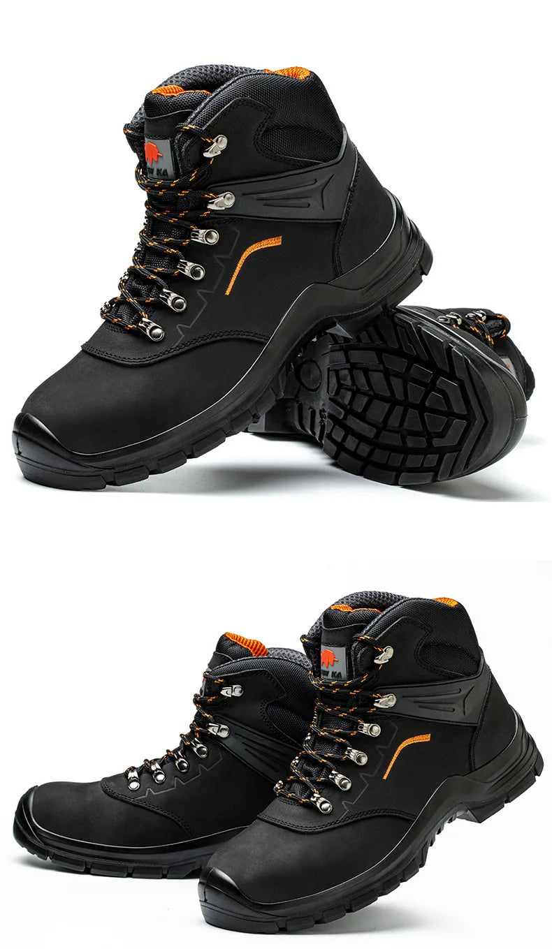 Zapatos de trabajo de cuero antiestáticos, de protección laboral, antiaplastamiento, antipinchazos, antideslizantes, antipolvo y resistentes al desgaste para hombre.