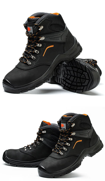 Zapatos de trabajo de cuero antiestáticos, de protección laboral, antiaplastamiento, antipinchazos, antideslizantes, antipolvo y resistentes al desgaste para hombre.