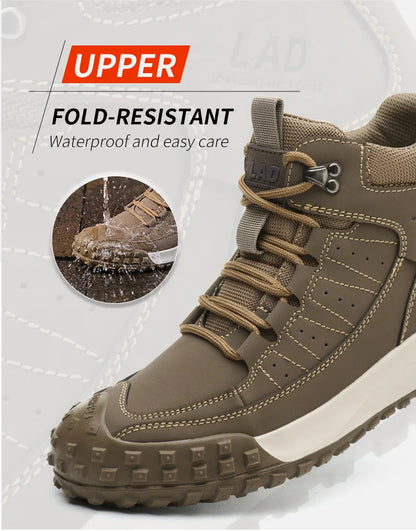 Zapatos de seguridad para hombre, de caña alta, cómodos, con suela blanda, antiimpactos y resistentes a perforaciones, botas de trabajo para obras de construcción.