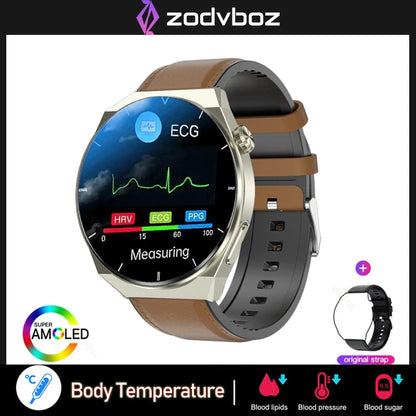 Reloj inteligente con tratamiento láser para hombres, dispositivo con ECG, PPG, frecuencia cardíaca, azúcar en sangre, monitor de salud, para Android e iOS, 2024