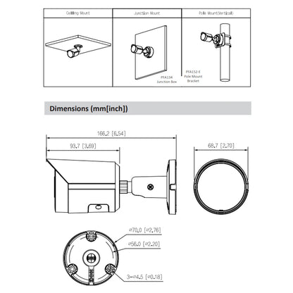 Cámara IP tipo bala Dahua de 8 MP, 4K, IPC-HFW2841S-S, 4 MP, IPC-HFW2441S-S. PoE, IR, micrófono integrado, ranura para tarjeta SD. Sistema de videovigilancia WizSense.
