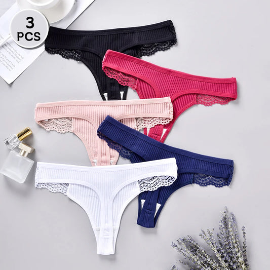 3 bragas de algodón antibacterianas para mujer, de color liso, de secado rápido, suaves, sexys y transpirables.
