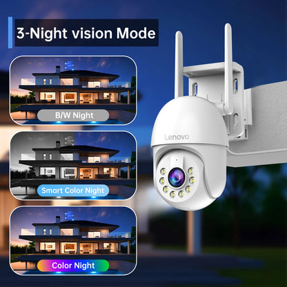 Cámara PTZ inteligente Lenovo de 5 MP con wifi para exteriores, zoom digital de 5x, seguimiento automático, cámara IP CCTV ONVIF, cámara de videovigilancia de seguridad.
