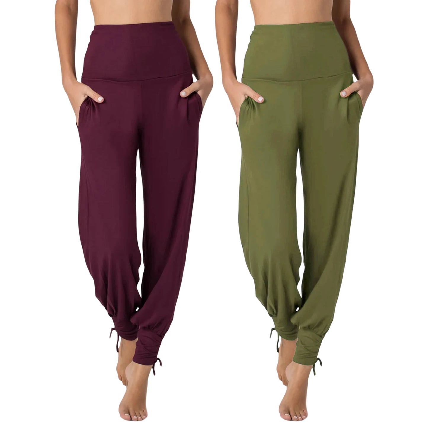 Pantalones deportivos de gimnasia para mujer, tipo harén, pantalones de yoga holgados con cintura elástica alta y bolsillos, pantalones de baile estilo boho, ropa de yoga.