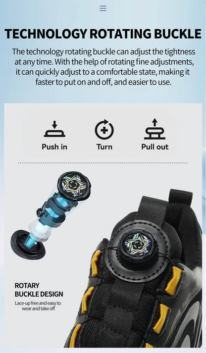 Zapatos de seguridad con botón giratorio para hombre, zapatos de trabajo con puntera de acero, zapatos de trabajo indestructibles y ligeros, zapatillas transpirables.