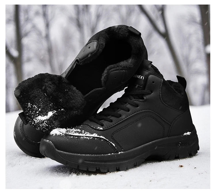 Botas de nieve de gran tamaño para hombre, zapatos de invierno de algodón, botines, zapatos de trabajo para hombre, botas de cuero impermeables de alta calidad, Bota Masculina