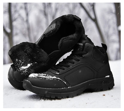 Botas de nieve de gran tamaño para hombre, zapatos de invierno de algodón, botines, zapatos de trabajo para hombre, botas de cuero impermeables de alta calidad, Bota Masculina